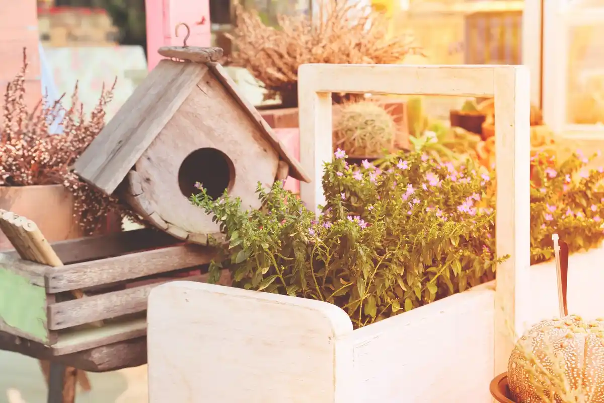 DIY bird feeder from old kitchen tools