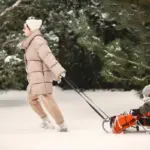Czech garden lawn mower winter snow backyard