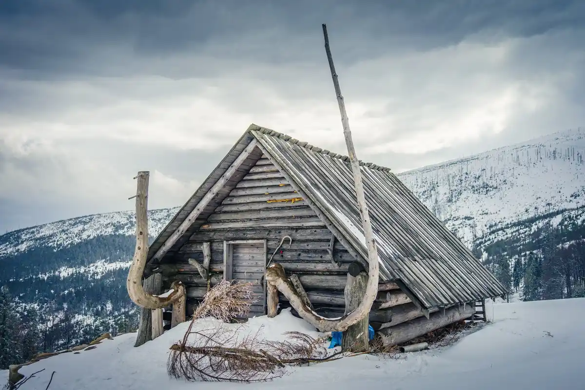 Czech hand-forged axe traditional village log cabin