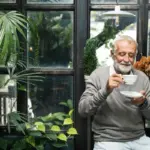 Czech seniors with houseplants sunny window