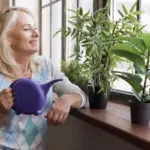 senior enjoying low maintenance Czech garden