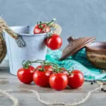 closeup fresh and spoiled tomatoes Czech kitchen