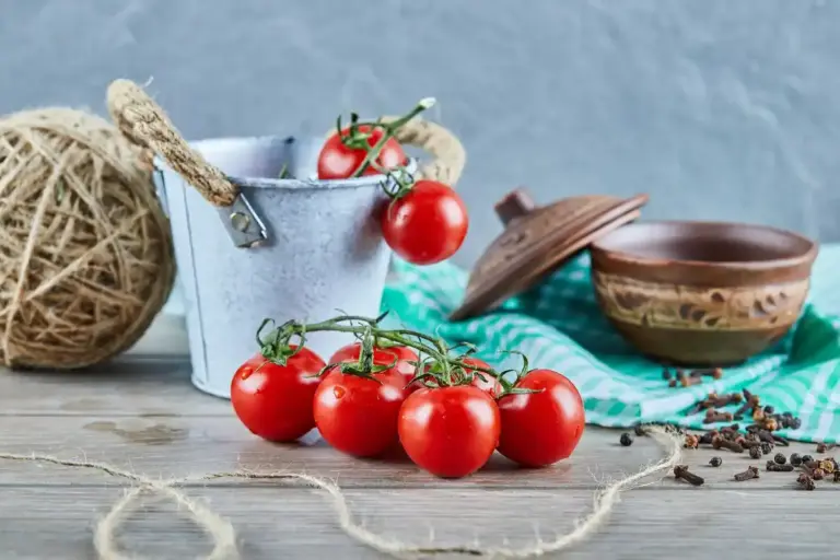 closeup fresh and spoiled tomatoes Czech kitchen