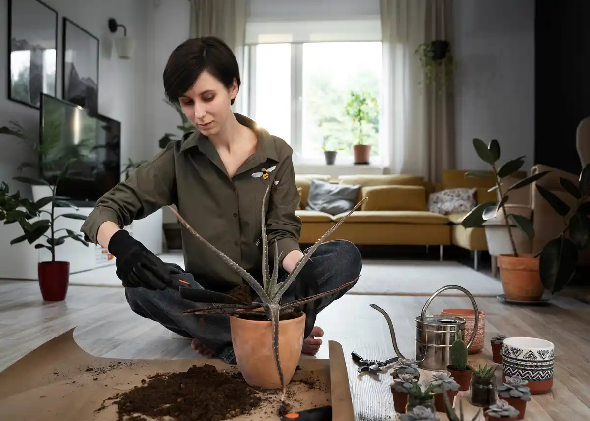 root rot inspection indoor plant soil