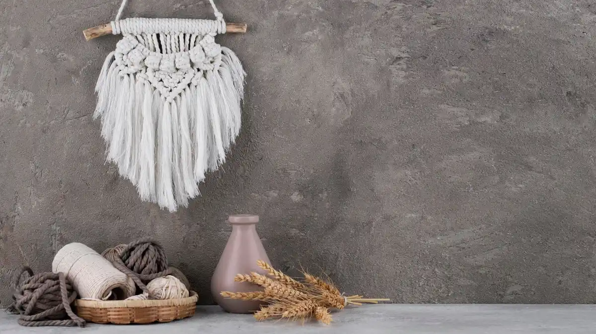 stylish macrame hanging plant holder Czech apartment