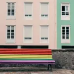 colorful recycled tire furniture Czech backyard spring