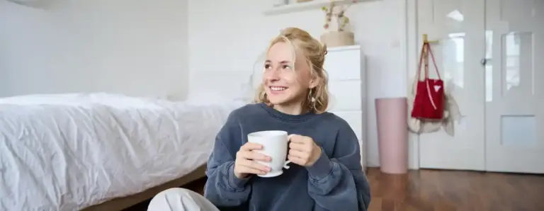 old czech woman airing room morning