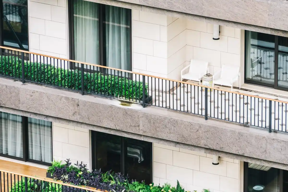 modern vertical garden on apartment balcony Czechia