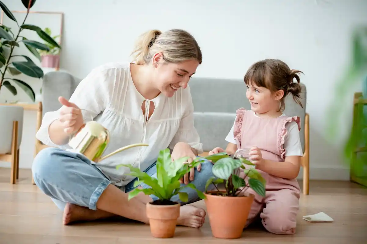 toxic houseplants in living room with children