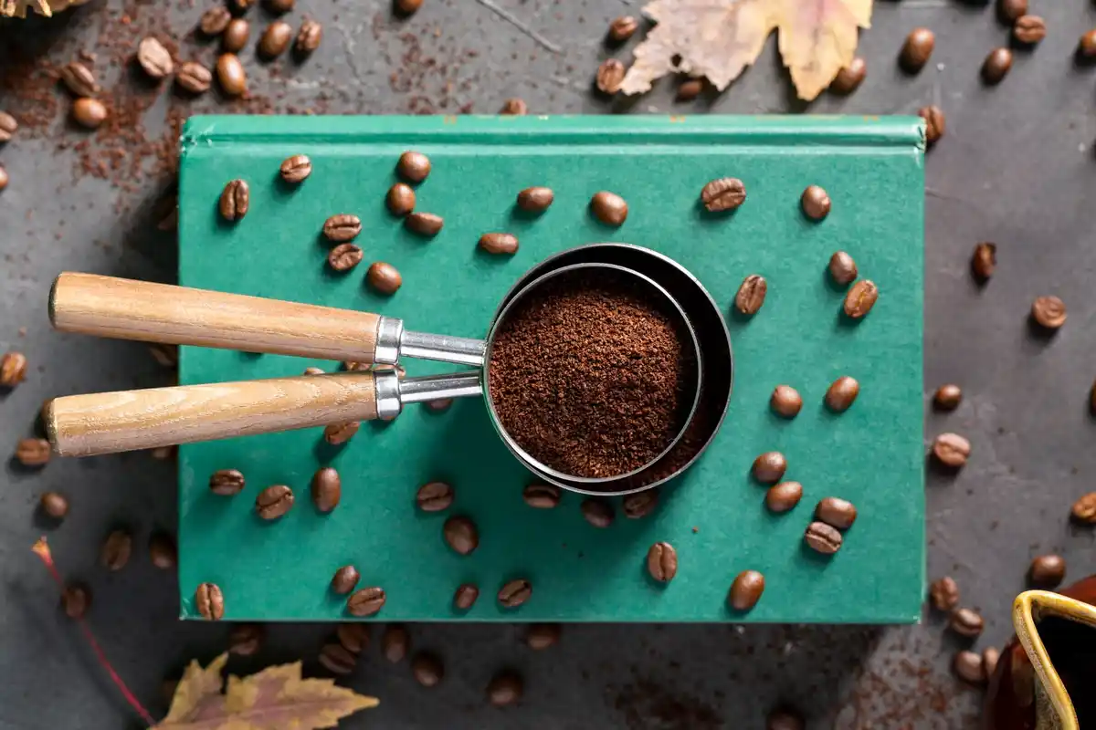 coffee grounds composting in Czech garden