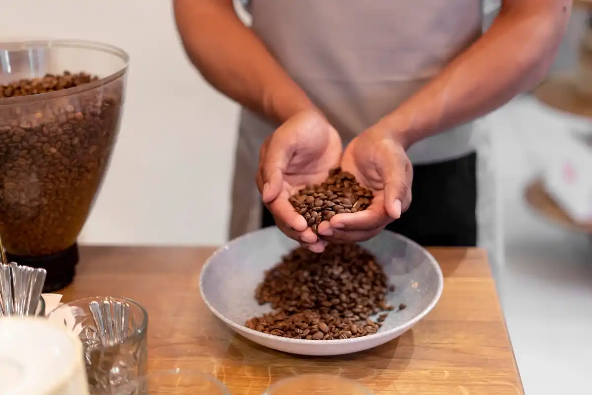 drying coffee grounds on plate kitchen Czech
