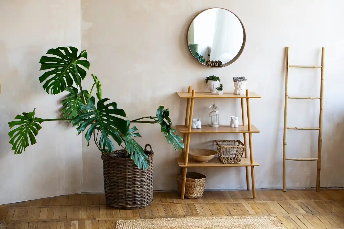modern bathroom with plants minimalistic decor