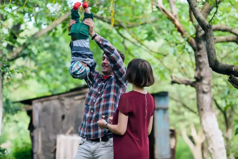 old vs. young family traditional Czech orchard lifestyle