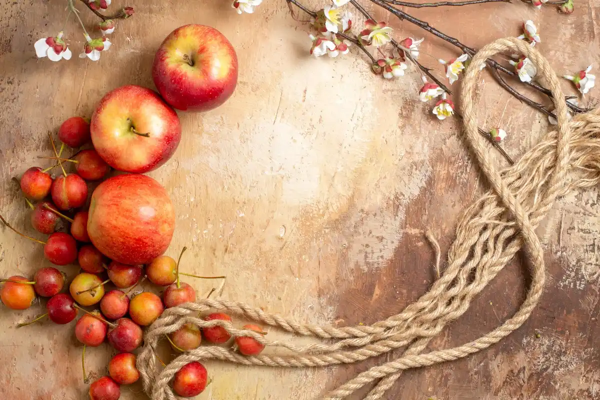 traditional czech apple varieties on wooden table