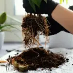 overfertilized houseplant roots closeup