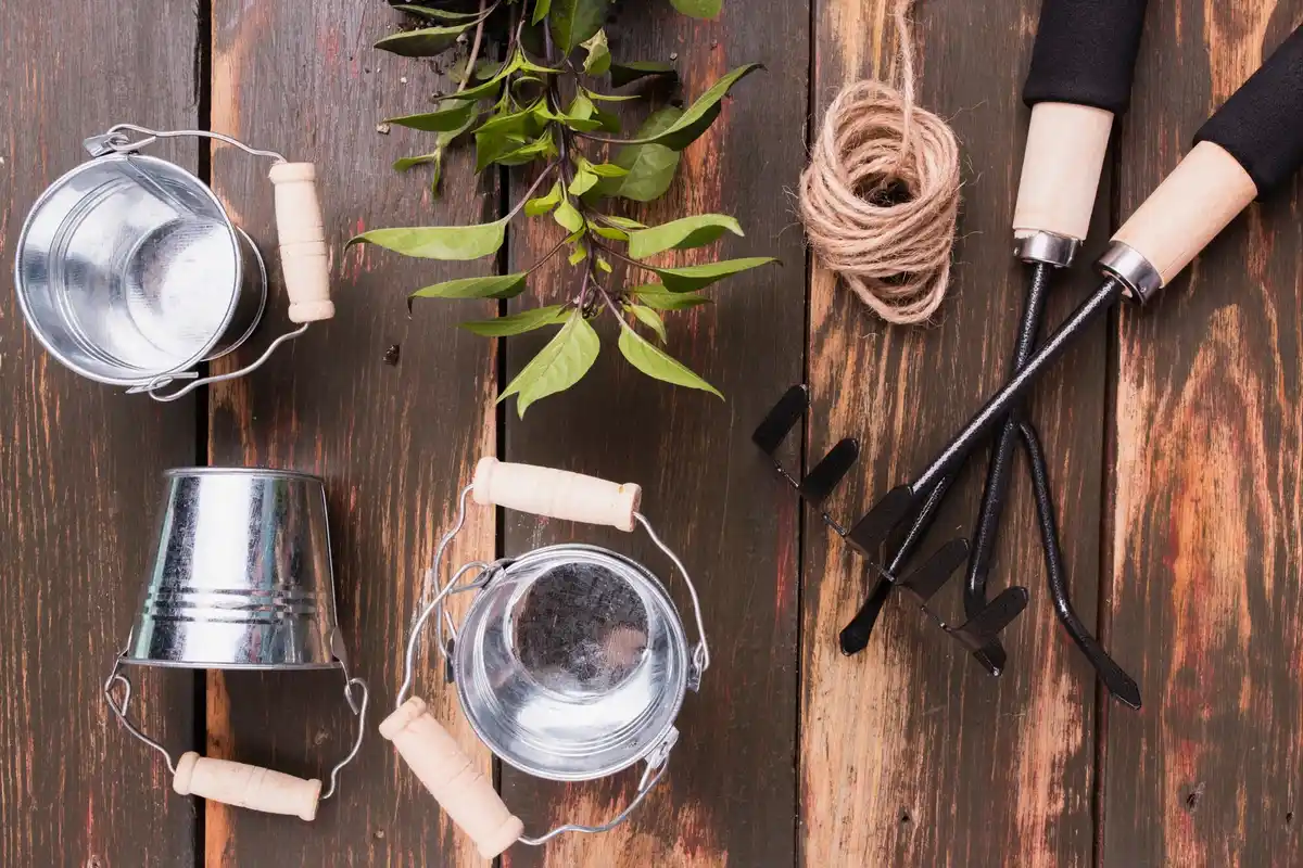 Czech garden using kitchen utensils instead of tools