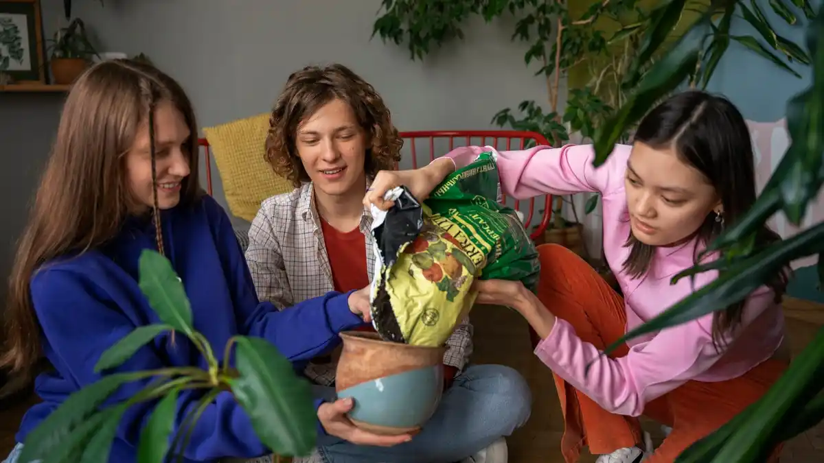 czech family urban garden bananna peels fertilizer