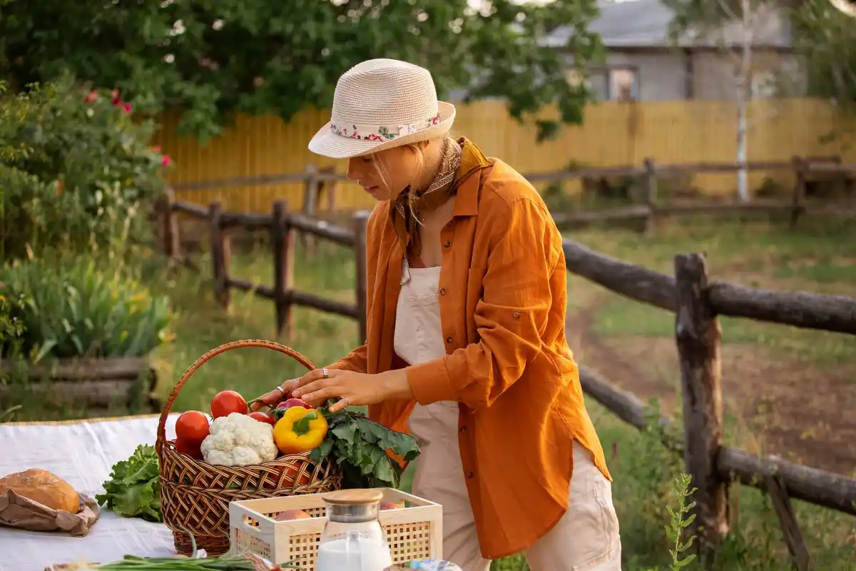 granny working garden rich soil czech village