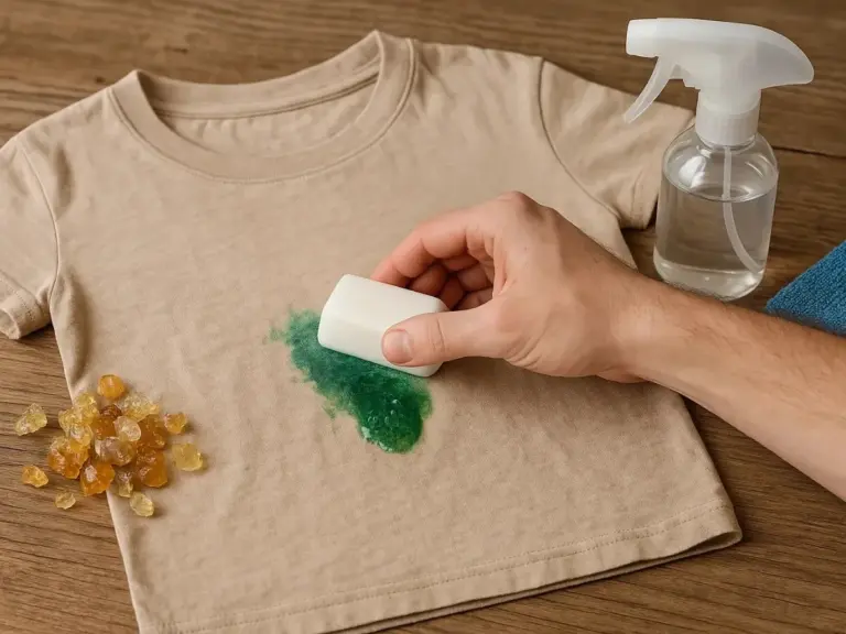 Naneste petrolej na skvrny od pryskyřice: zmizí za 60 sekund bez poškození látky.